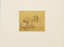 1943 Ék Sándor (1902-1975): Vázlat ceruzarajz (az 1972-es műcsarnoki gyűjteményes kiállítás anyagából) 25x32cm paszpartuban