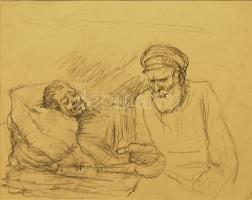 1943 Ék Sándor (1902-1975): Vázlat ceruzarajz (az 1972-es műcsarnoki gyűjteményes kiállítás anyagábó...