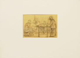 1943 Ék Sándor (1902-1975): Vázlat ceruzarajz (az 1972-es műcsarnoki gyűjteményes kiállítás anyagából) 32x28cm paszpartuban