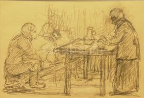 1943 Ék Sándor (1902-1975): Vázlat ceruzarajz (az 1972-es műcsarnoki gyűjteményes kiállítás anyagábó...