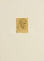 cca 1940 Ék Sándor (1902-1975): Férfifej ceruzarajz 13x17cm paszpartuban