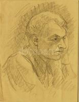 cca 1940 Ék Sándor (1902-1975): Férfifej ceruzarajz 13x17cm paszpartuban