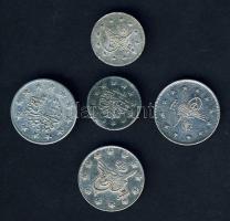 Török Birodalom 1K Ag 1890,1903 + 2K Ag 1891 (2x),1903 Összesen 5db! T:3,3- ph.