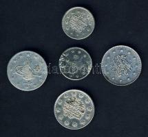 Török Birodalom 1K Ag 1890,1903 + 2K Ag 1891 (2x),1903 Összesen 5db! T:3,3- ph