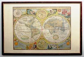 Dekoratív középkori világtérkép reprodukciója keretben 43x66cm