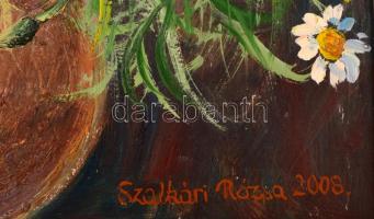 Szalkári Rózsa (1936-2017): Vadvirágok. Olaj, farost, jelzett, keretben, 50×35 cm