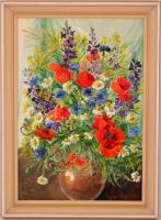 Szalkári Rózsa (1936-2017): Vadvirágok. Olaj, farost, jelzett, keretben, 50×35 cm