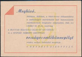 1948 a Magyar Szabadságharcos Szövetség és a Siófoki Nemzeti Bizottság meghívója országos emlékünnepélyre