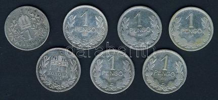 1K Ag 1915 + 1P Ag 1926 (3x),1927,1939 Ausztria 1898. 1K Ag Összesen 7db! T:2/3,3,3- ph.