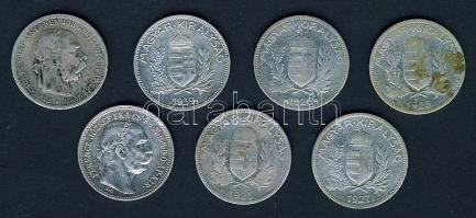 1K Ag 1915 + 1P Ag 1926 (3x),1927,1939 Ausztria 1898. 1K Ag Összesen 7db! T:2/3,3,3- ph
