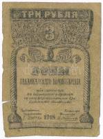 Oroszország/Transzkaukázusi Népbiztosság 1918. 3R T:III-  Russia/Transcaucasian Commissariat 1918. 3 Rubles C:VG  Krause S602