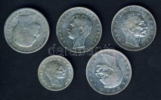 Szerbia 50p Ag 1915 + 1D Ag 1879,1897,1912,1915 Összesen 5db! T:2/3,3,4+ ph