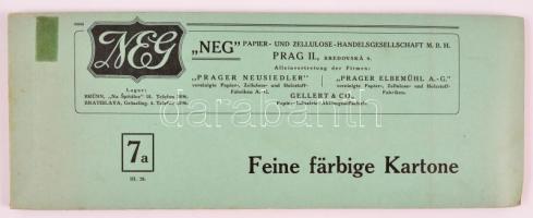 NEG Papier- und Zellulose-handelsgesellschaft M. B. H. Prag II., Feine färbige Kartone, színes termékminta