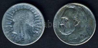 Lengyelország 1933. 2Zl Ag "Jadwiga" + 1934. 2Zl Ag "Pilsudski" T:3