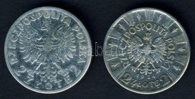 Lengyelország 1933. 2Zl Ag "Jadwiga" + 1934. 2Zl Ag "Pilsudski" T:3