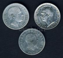 Olaszország 1863. 1L Ag T:3/4+ + 1907. 1L Ag T:3/3- + 1927. 5L Ag T:3