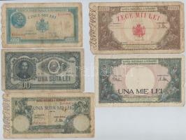 Románia 1941-1952. 5db klf bankjegy T:III,III- Romania 1941-1952. 5pcs of diff banknotes C:F,VG