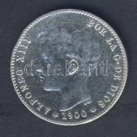 Spanyolország 1900. 1P Ag T:3/3- kis ph.