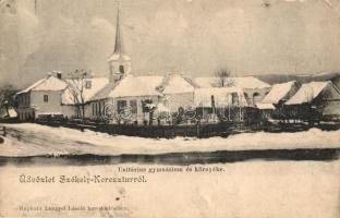 Székelykeresztúr, Cristuru Secuiesc, Kristur; Unitárius gimnázium és környéke télen / grammar school in winter (EB)