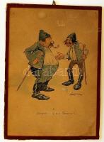 cca 1900 Varga Imre (1863-?)szignált karikatúra 21x30cm
