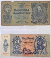 Vegyes: ~42db-os magyar papírpénz tétel, nagyrészt a pengő időszakból, négygyűrűs "NUMIS" ...