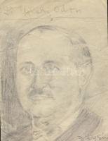 Újlaky Sári (1920-): Dr. Ujlaky Ödön arcképe szignált ceruzarajz 11x15cm