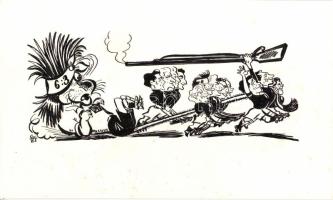 Ruszkay György (1924-1998): 6:3, tus, papír 33x20cm