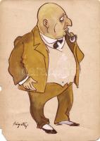 Szigethy István (1891-1966); szignált  színezett tus, papír 16x23cm