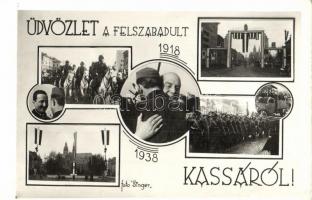 1918-1938 Kassa, Kosice; Üdvözlet a felszabadult városból! bevonulási képek. Foto Singer / entry of the Hungarian troops