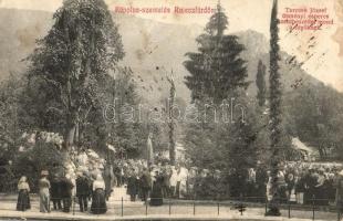 1917 Rajecfürdő, Rajecké Teplice; Kápolna szentelés, Turcsek József deményi esperes szentbeszédet mond a hívőknek / consecration of the chapel, the dean from Domaniza having a sermon (Rb)