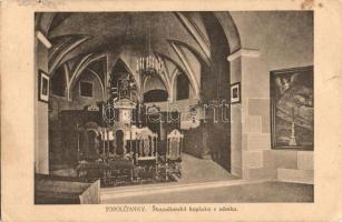 Kistapolcsány, Topolcianky; Kapucinus kápolna a Gróf Keglevich kastélyban (József főherceg kastély), belső / Skapuliarská kaplnka v zámku / chapel in the castle, interior (szakadás / tear)