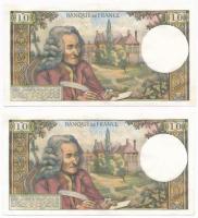 Franciaország 1971-1973. 10Fr (2x) sorszámkövetők T:III szép papír 
France 1971-1973. 10 Francs (2x...