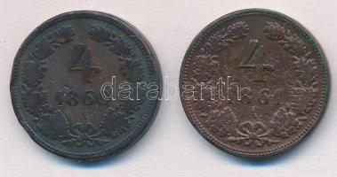 Ausztria 1860A 4kr Cu + 1861A 4kr Cu T:3 ph.
Austria 1860A 4 Kreuzer Cu + 1861A 4 Kreuzer Cu C:F ed...