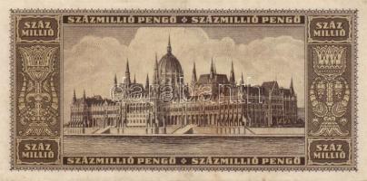 1936. 10P zöld festékfoltokkal! T:I + 1945. 100P + 500P T:I + 1930. 100P T:II + 1946. 100.000.000P T...