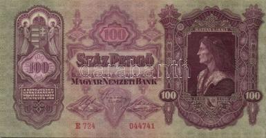 1936. 10P zöld festékfoltokkal! T:I + 1945. 100P + 500P T:I + 1930. 100P T:II + 1946. 100.000.000P T...