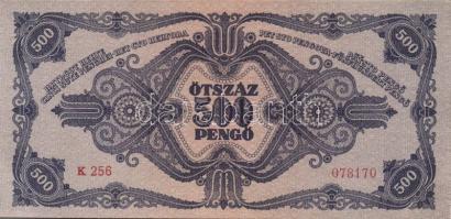 1936. 10P zöld festékfoltokkal! T:I + 1945. 100P + 500P T:I + 1930. 100P T:II + 1946. 100.000.000P T...