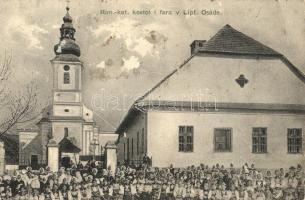 Oszada, Osady, Liptovská Osada; Római katolikus templom és paplak, falubeliek / Rim-kat. kostol i fara / Roman Catholic church and rectory, villagers (Rb)