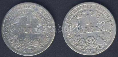 Német Birodalom/Császárság 1874+1875. 1M Ag 2klf T:3/4+