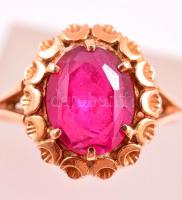 14 K arany gyűrű szintetikus rubinnal 4,2g / 14 C gold ring with synthetic ruby m:57