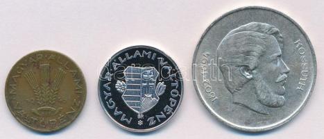 1946. 20f tombak + 1Ft Ag utánveret "R" jelzéssel (4,04g/0.999) + 1947. 5Ft Ag "Kossu...