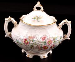 XX. sz. eleje. Pfeiffer & Löwenstein, Jelzett porcelán teás készlet. Matricás. Hibátlan, hat sze...