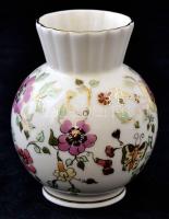 Zsolnay pillangómintás porcelán váza, kézzel festett, jelzett, hibátlan, m: 12 cm