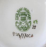 Zsolnay pillangómintás porcelán váza, kézzel festett, jelzett, hibátlan, m: 12 cm