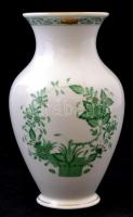 Herendi indiai kosár mintás porcelán váza, kézzel festett, jelzett, hibátlan, m: 17,5 cm