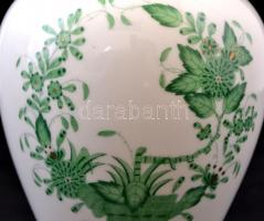 Herendi indiai kosár mintás porcelán váza, kézzel festett, jelzett, hibátlan, m: 17,5 cm