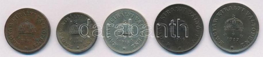 1908-1918. 2f Br és Fe (2xklf) + 1915. 10f Cu-Ni + 1916-1917. 20f Fe (2xklf) T:1-,2