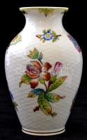 Herendi Viktória mintás porcelán váza, kézzel festett, jelzett, hibátlan, m: 14,5 cm