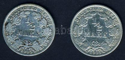 Német Birodalom/Császárság 1905A+J 1/2M Ag (2klf)T:3,3+