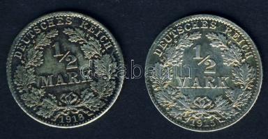 Német Birodalom/Császárság 1915D 1/2M Ag + 1918D 1/2M Ag T:3,3+
