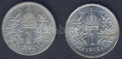 Ausztria 1898. 1K Ag T:3/3- + 1915. 1K Ag T:2